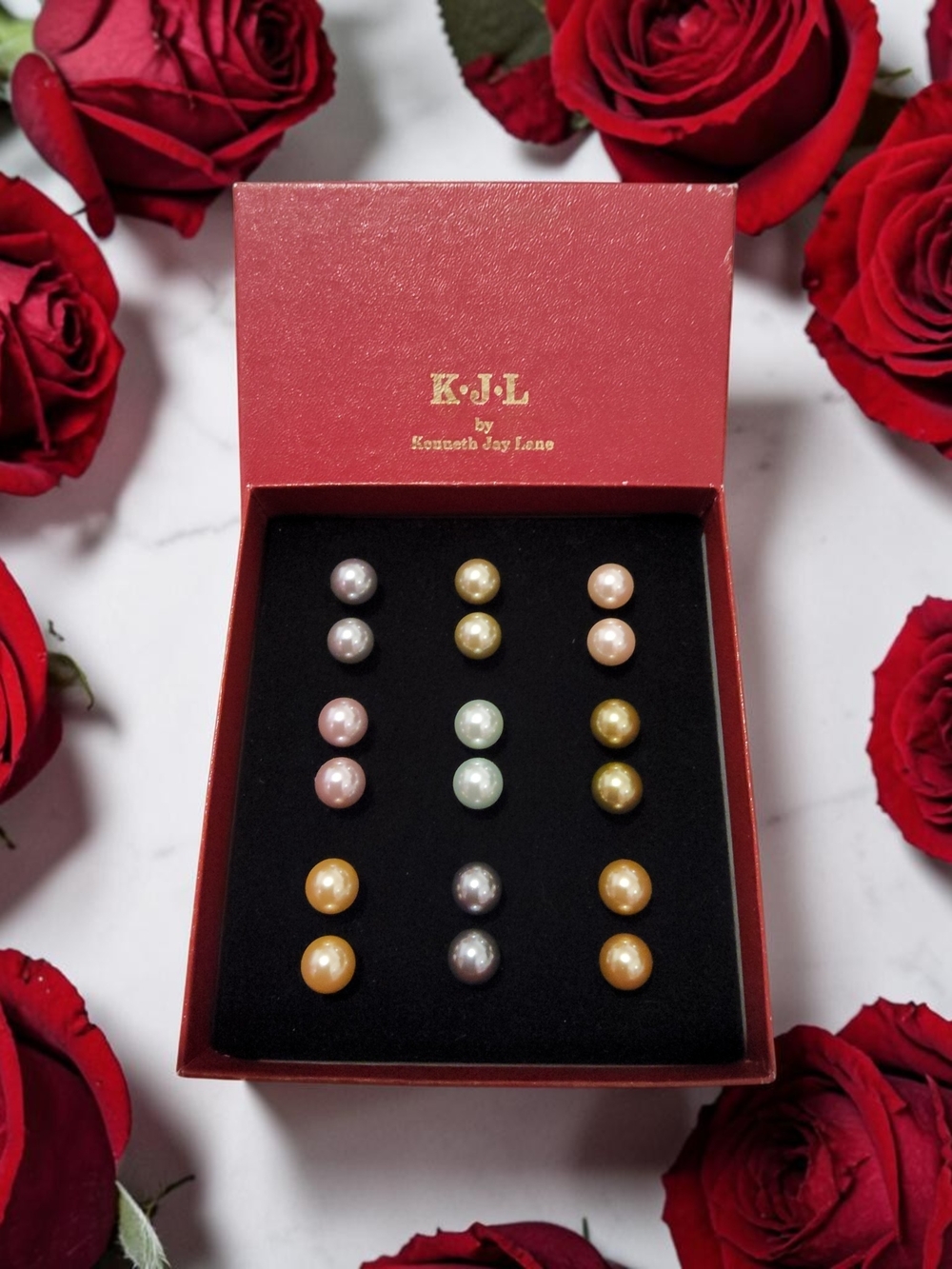 KJL Multi-Color Pearl Stud Earring Set